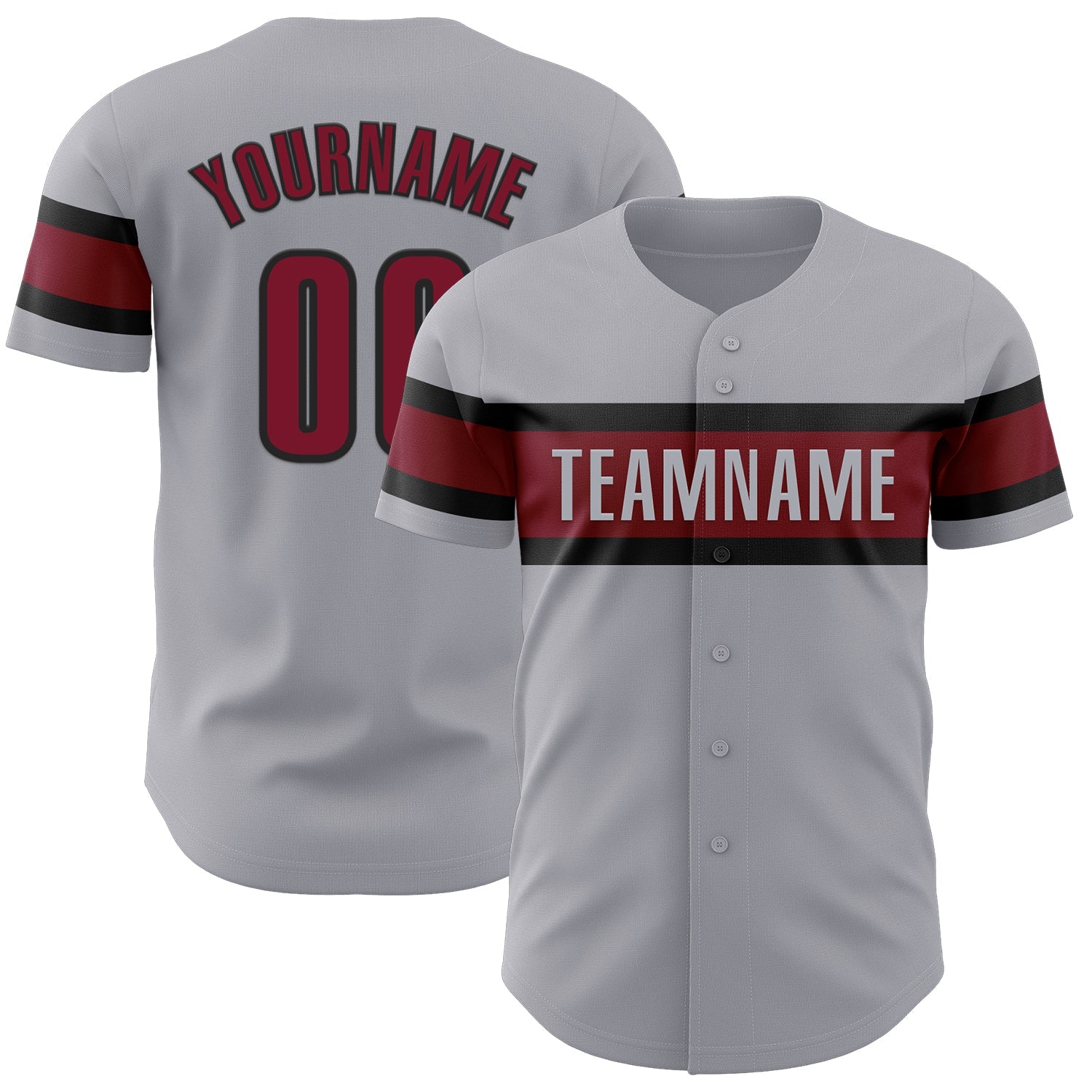 Custom Gray Crimson-Black Authentic Baseball Jersey - Sky-Custom