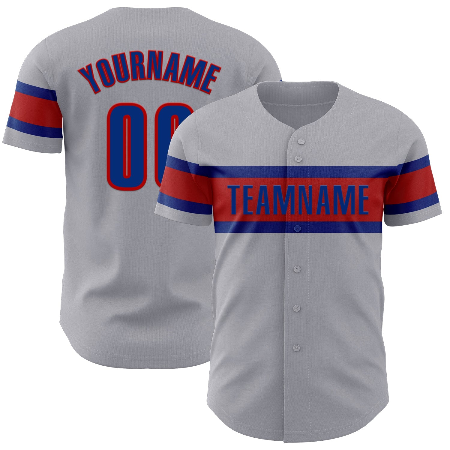 Custom Gray Royal-Red Authentic Baseball Jersey - Sky-Custom
