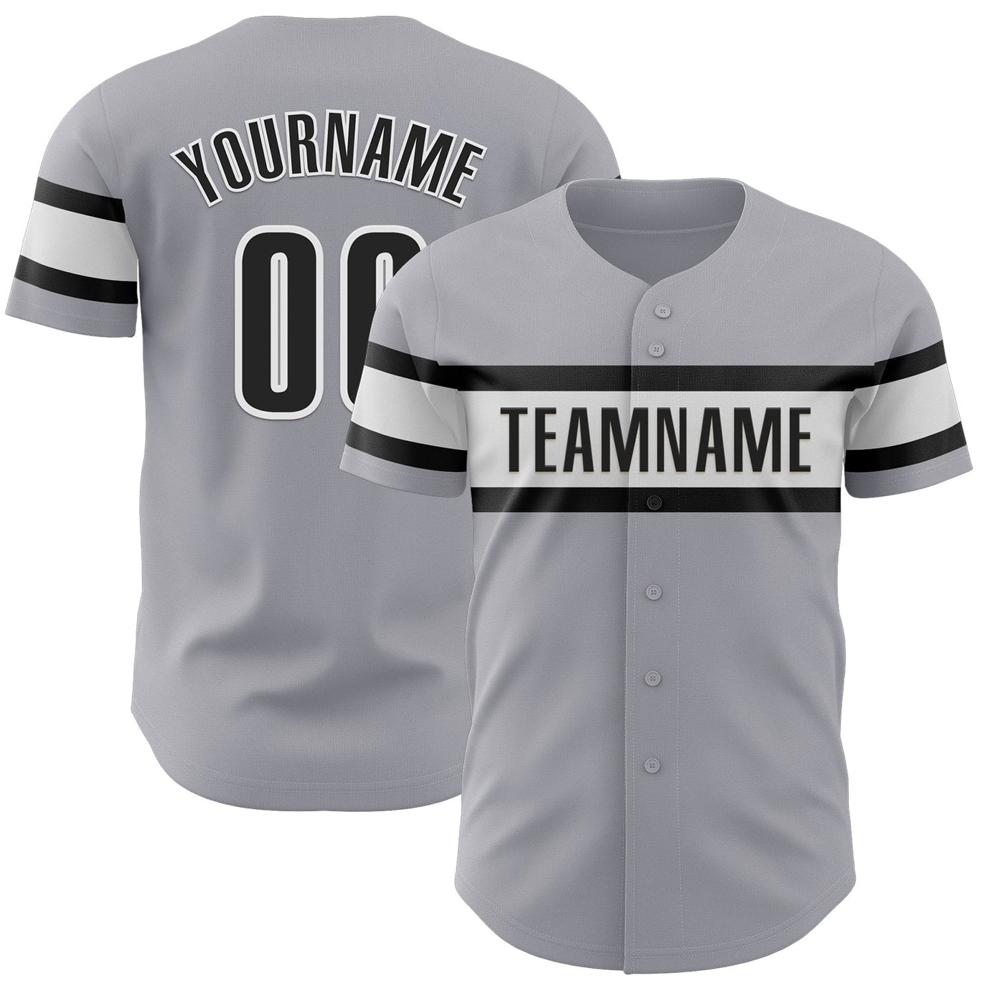 Custom Gray Black-White Authentic Baseball Jersey - Sky-Custom