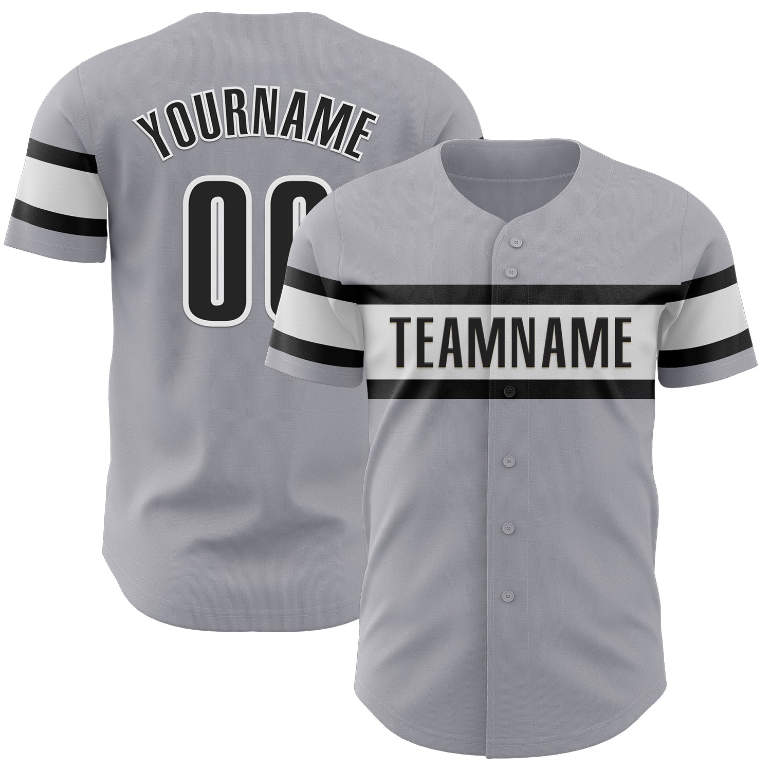 Custom Gray Black-White Authentic Baseball Jersey - Sky-Custom