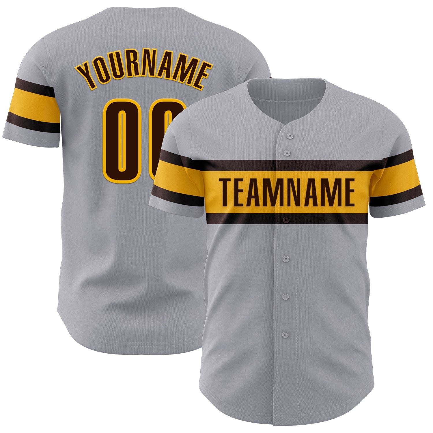 Custom Gray Brown-Gold Authentic Baseball Jersey - Sky-Custom