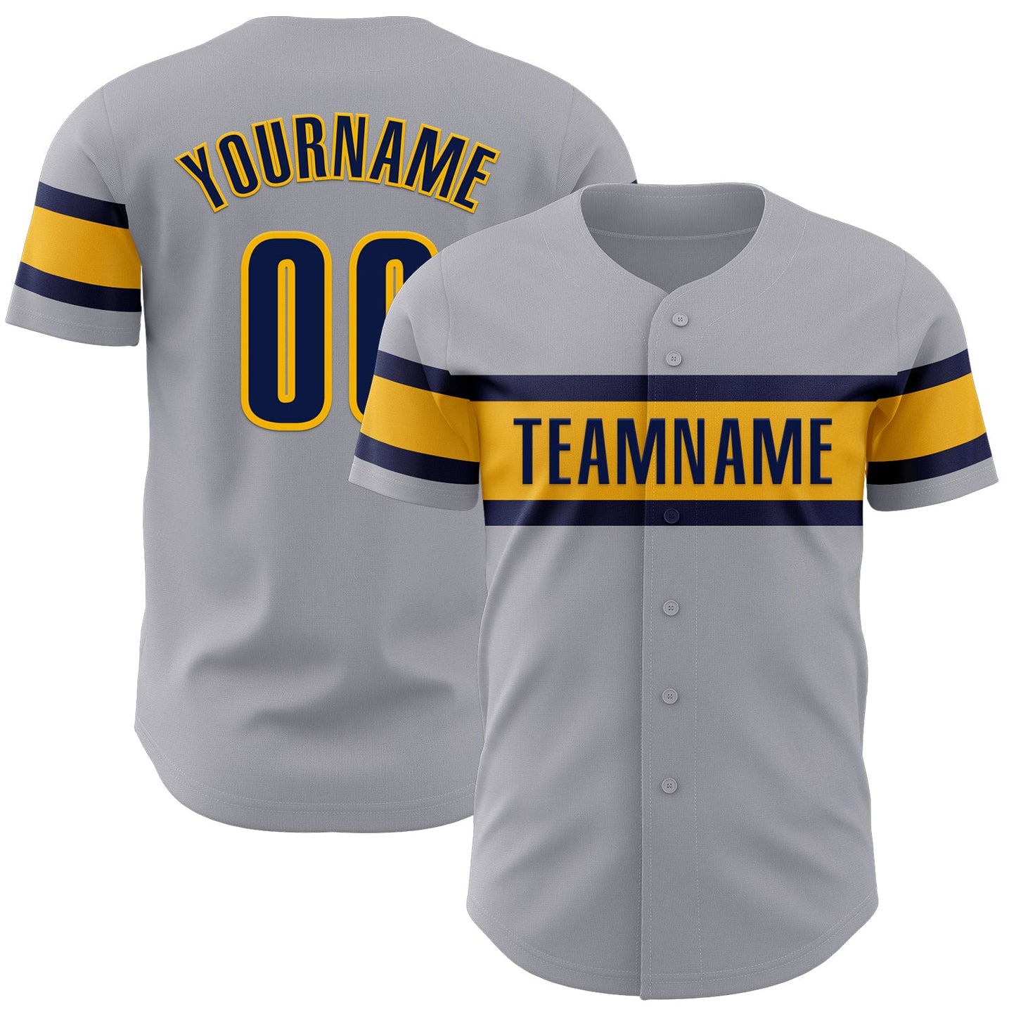 Custom Gray Navy-Gold Authentic Baseball Jersey - Sky-Custom