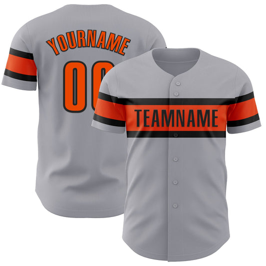 Custom Gray Orange-Black Authentic Baseball Jersey - Sky-Custom