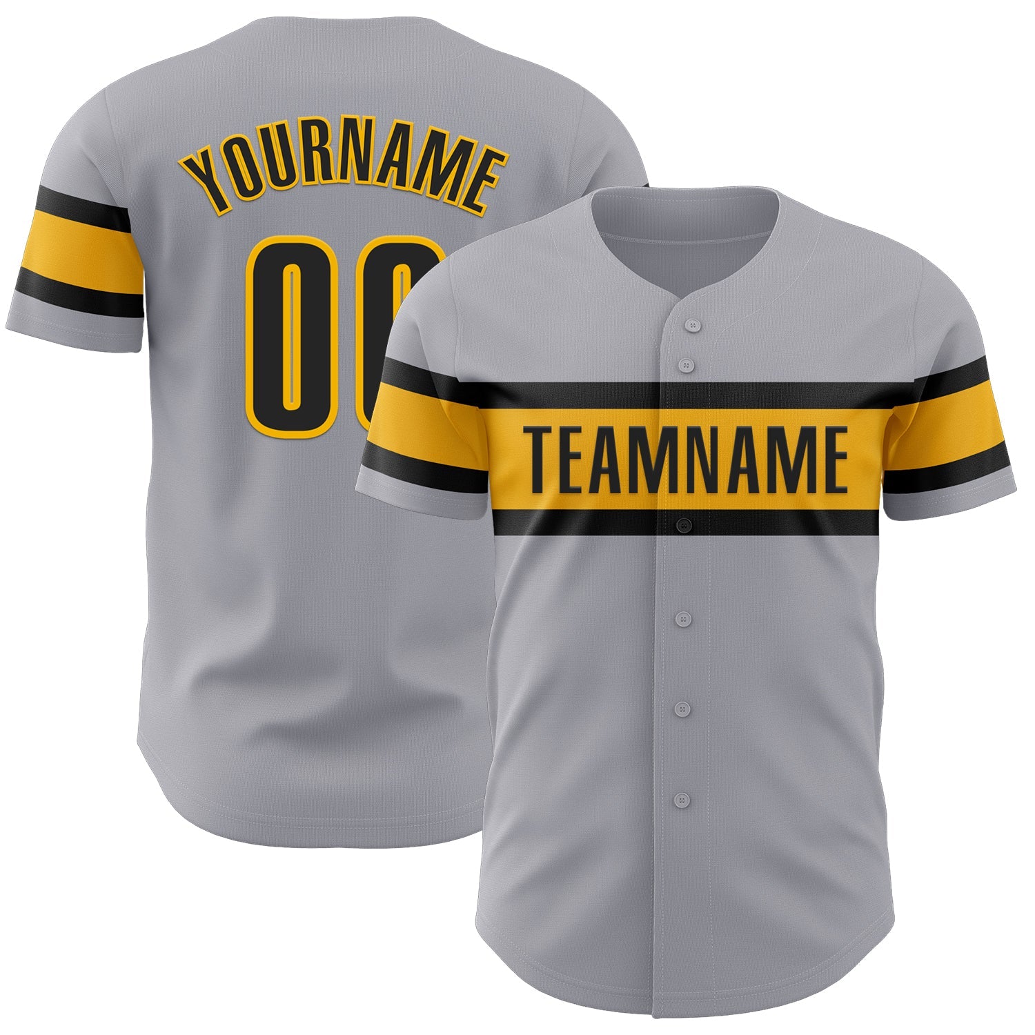 Custom Gray Black-Gold Authentic Baseball Jersey - Sky-Custom