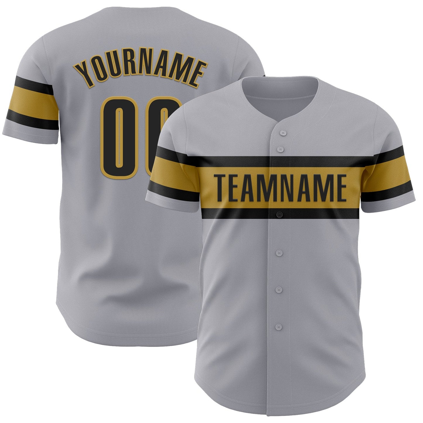 Custom Gray Black-Old Gold Authentic Baseball Jersey - Sky-Custom