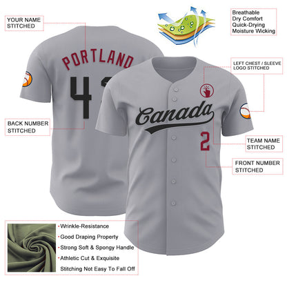 Custom Gray Black-Crimson Authentic Baseball Jersey - Sky-Custom