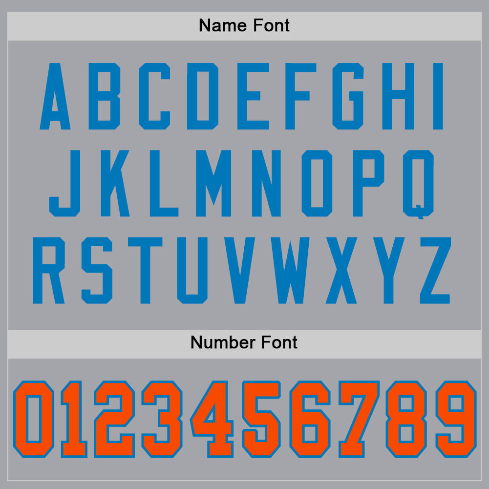 Custom Gray Orange-Blue Mesh Authentic Throwback Football Jersey - Sky-Custom