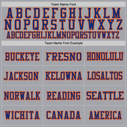 Custom Gray Royal-Orange Mesh Authentic Throwback Football Jersey - Sky-Custom