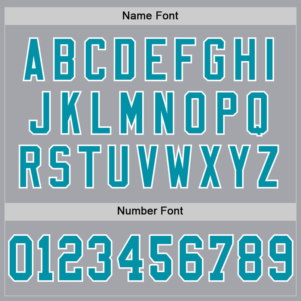 Custom Gray Teal-White Mesh Authentic Throwback Football Jersey - Sky-Custom