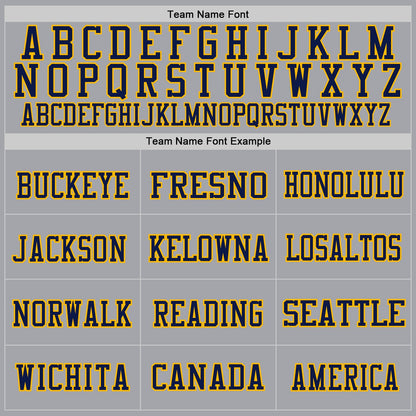 Custom Gray Navy-Gold Mesh Authentic Throwback Football Jersey - Sky-Custom