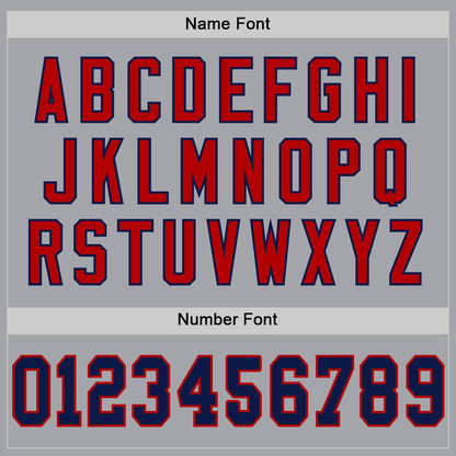 Custom Gray Navy Red-White Mesh Authentic Throwback Football Jersey - Sky-Custom