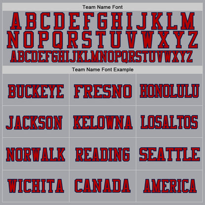 Custom Gray Red-Navy Mesh Authentic Throwback Football Jersey - Sky-Custom