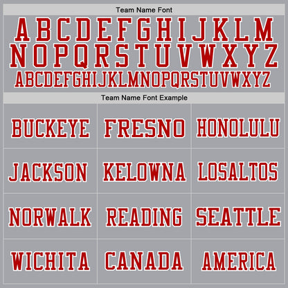 Custom Gray Red-White Mesh Authentic Throwback Football Jersey - Sky-Custom