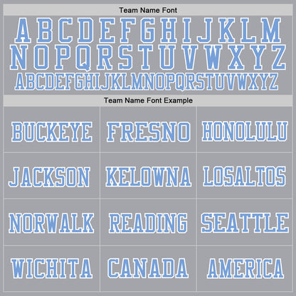 Custom Gray Light Blue-White Mesh Authentic Throwback Football Jersey - Sky-Custom