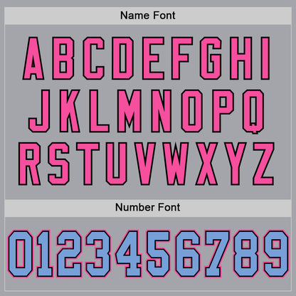 Custom Gray Light Blue Black-Pink Mesh Authentic Throwback Football Jersey - Sky-Custom