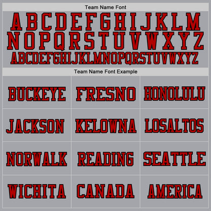 Custom Gray Black-Red Mesh Authentic Throwback Football Jersey - Sky-Custom