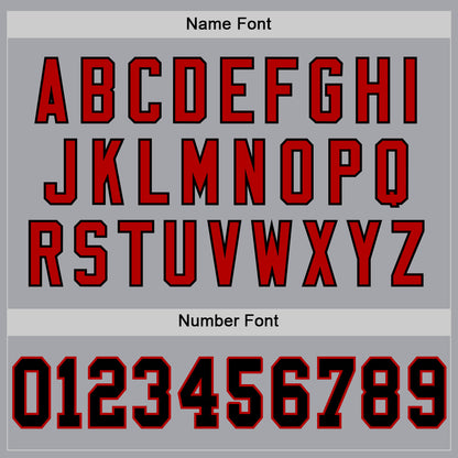 Custom Gray Black-Red Mesh Authentic Throwback Football Jersey - Sky-Custom