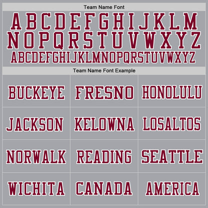 Custom Gray Maroon-White Mesh Authentic Throwback Football Jersey - Sky-Custom