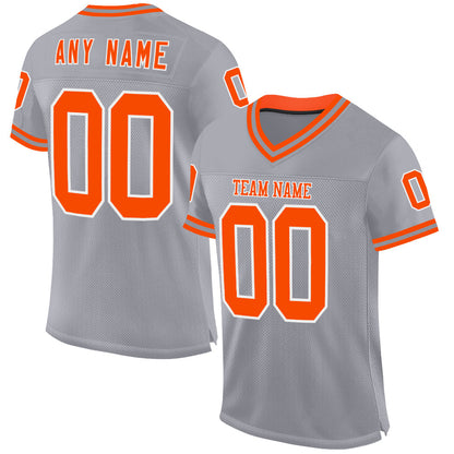Custom Gray Orange-White Mesh Authentic Throwback Football Jersey - Sky-Custom
