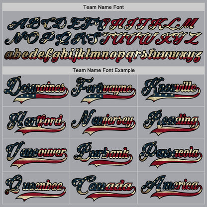 Custom Gray Vintage USA Flag Black-Cream Hockey Lace Neck Jersey - Sky-Custom