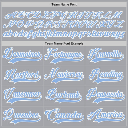 Custom Gray Light Blue-White Hockey Lace Neck Jersey - Sky-Custom