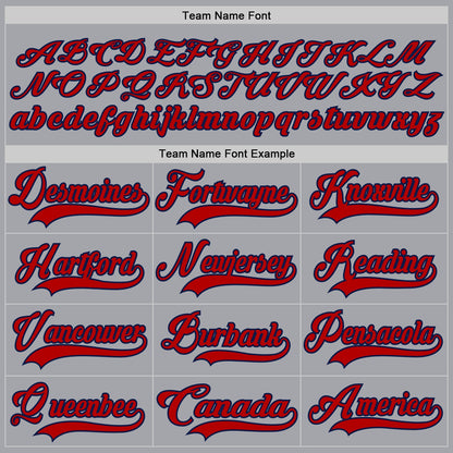 Custom Gray Red-Navy Hockey Lace Neck Jersey - Sky-Custom
