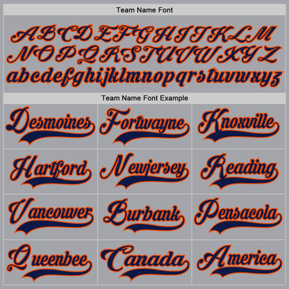 Custom Gray Navy-Orange Hockey Lace Neck Jersey - Sky-Custom