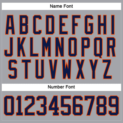 Custom Gray Navy-Orange Hockey Lace Neck Jersey - Sky-Custom
