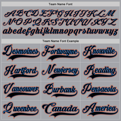 Custom Gray Black Powder Blue-Orange Hockey Lace Neck Jersey - Sky-Custom