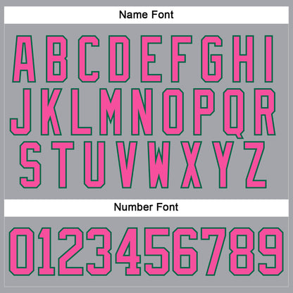 Custom Gray Pink-Kelly Green Hockey Lace Neck Jersey - Sky-Custom