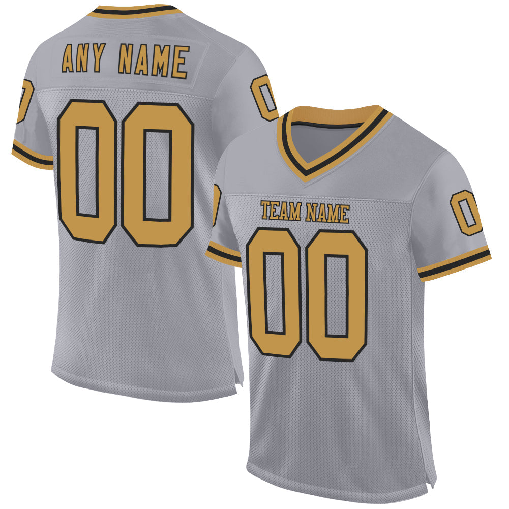Custom Gray Old Gold-Black Mesh Authentic Throwback Football Jersey - Sky-Custom