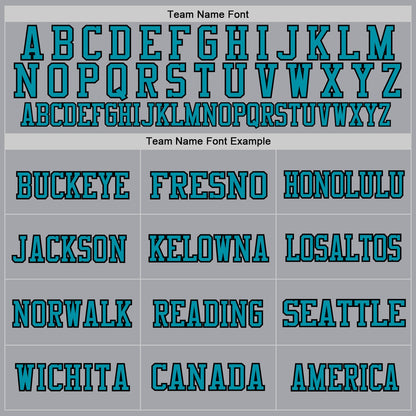 Custom Gray Pink Black-Teal Mesh Authentic Throwback Football Jersey - Sky-Custom