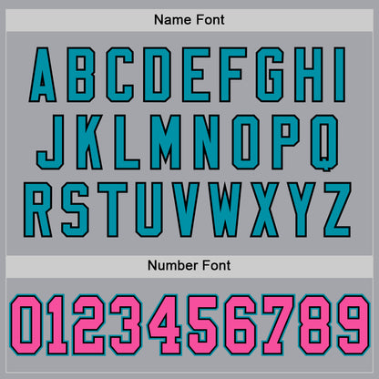 Custom Gray Pink Black-Teal Mesh Authentic Throwback Football Jersey - Sky-Custom