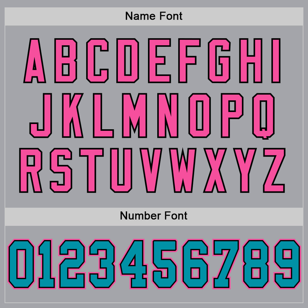 Custom Gray Teal Black-Pink Mesh Authentic Throwback Football Jersey - Sky-Custom