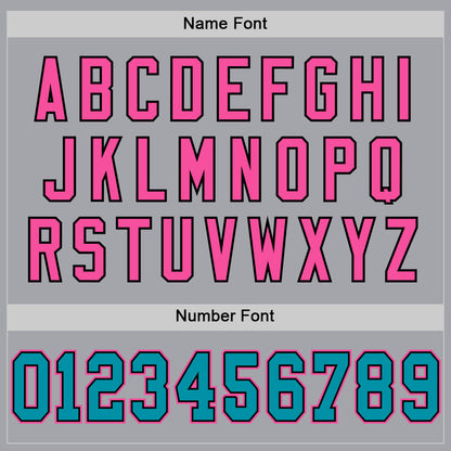 Custom Gray Teal Black-Pink Mesh Authentic Throwback Football Jersey - Sky-Custom