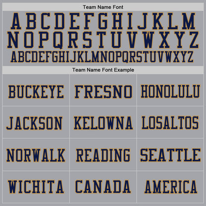 Custom Gray Navy-Old Gold Mesh Authentic Throwback Football Jersey - Sky-Custom