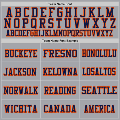 Custom Gray Navy-Orange Mesh Authentic Throwback Football Jersey - Sky-Custom