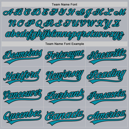 Custom Gray Teal-Black Authentic Throwback Baseball Jersey - Sky-Custom
