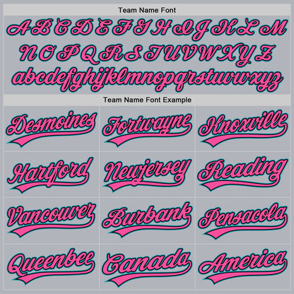 Custom Gray Teal Black-Pink Authentic Throwback Baseball Jersey - Sky-Custom