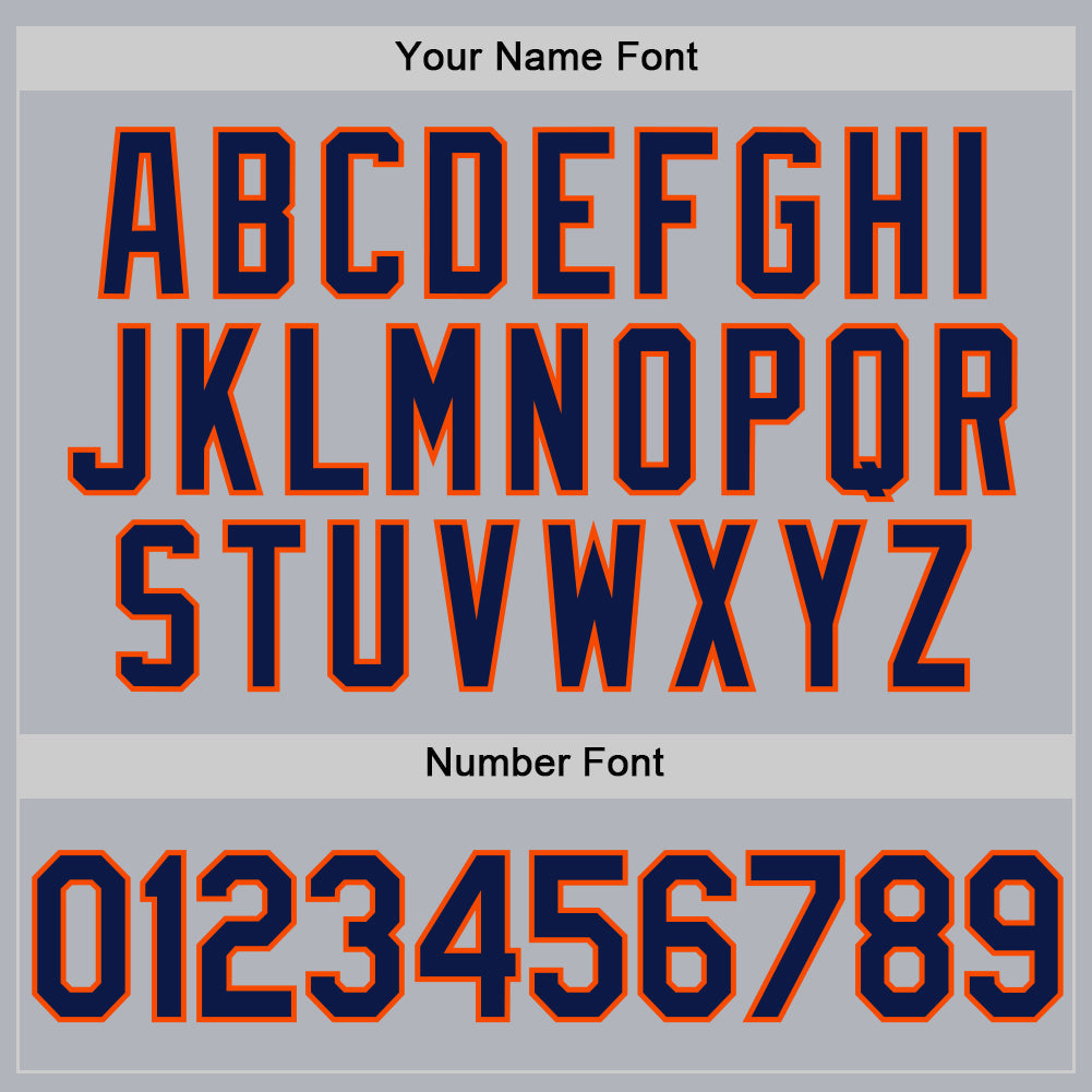 Custom Gray Navy-Orange Authentic Throwback Baseball Jersey - Sky-Custom