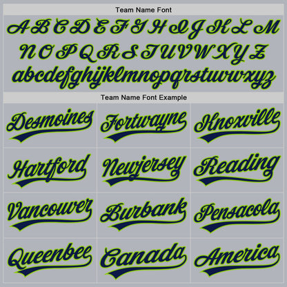 Custom Gray Navy-Neon Green Authentic Throwback Baseball Jersey - Sky-Custom