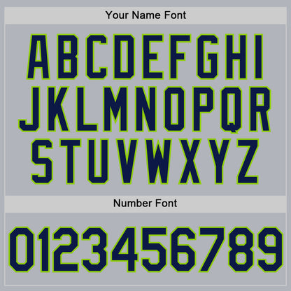 Custom Gray Navy-Neon Green Authentic Throwback Baseball Jersey - Sky-Custom