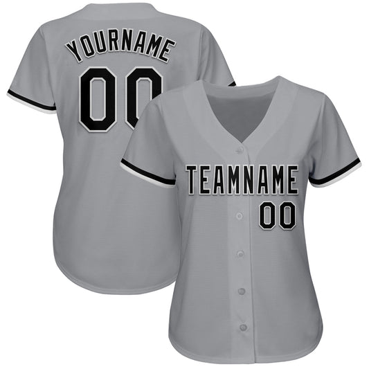 Custom Gray Black-White Authentic Baseball Jersey - Sky-Custom
