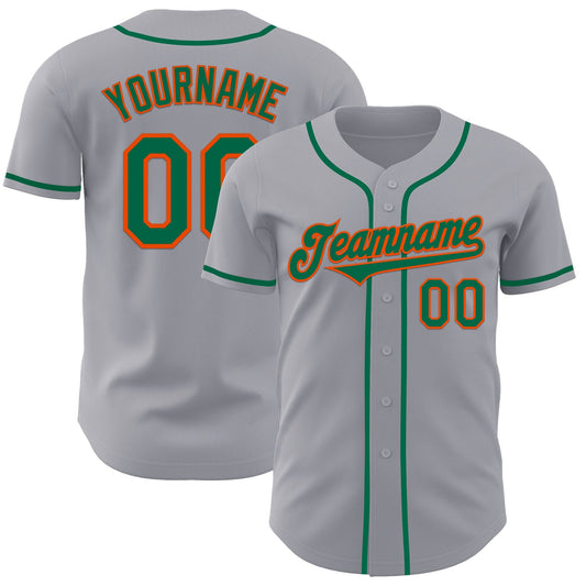 Custom Gray Kelly Green-Orange Authentic Baseball Jersey - Sky-Custom
