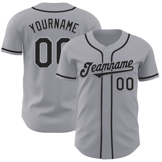 Custom Gray Black Authentic Baseball Jersey - Sky-Custom