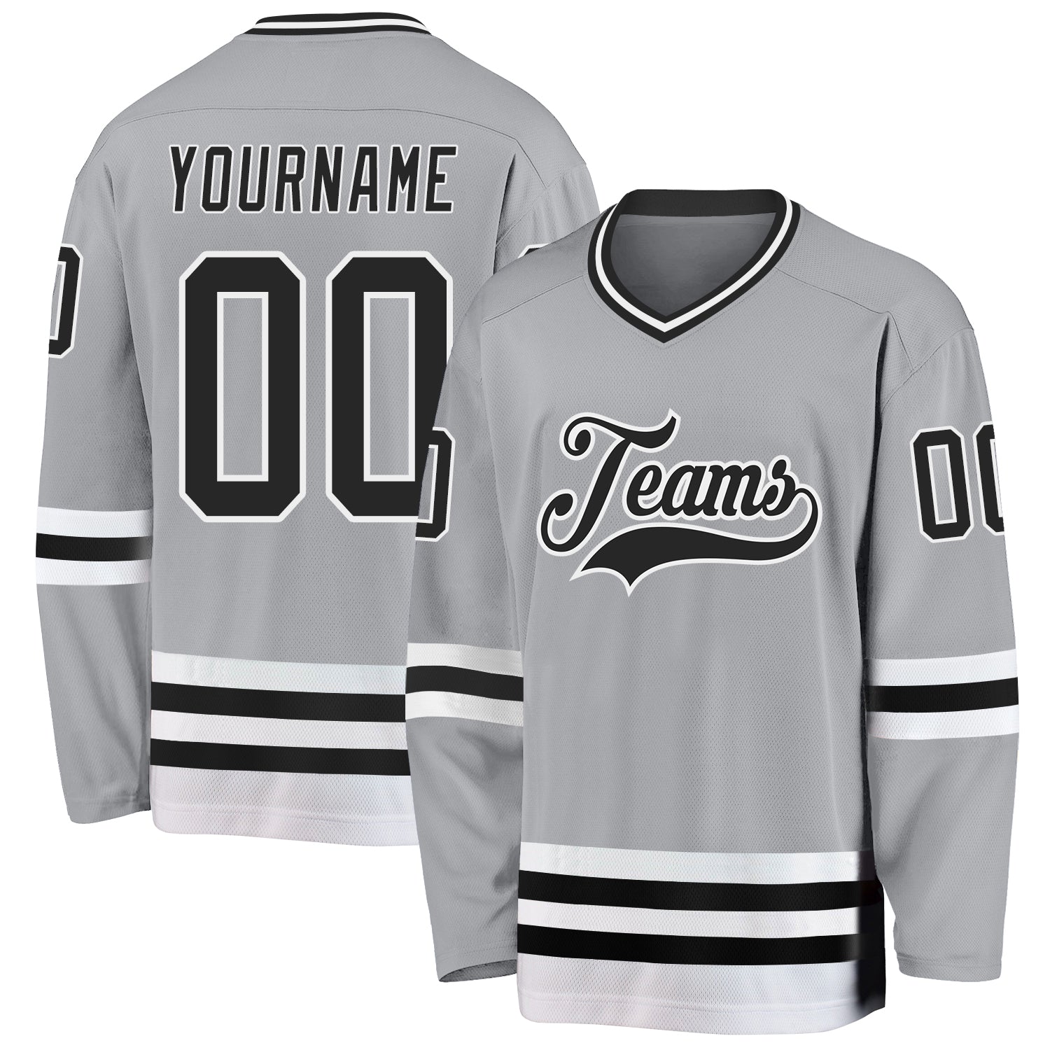 Custom Gray Black-White Hockey Jersey - Sky-Custom