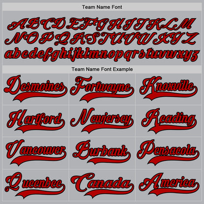 Custom Gray Red-Black Hockey Jersey - Sky-Custom