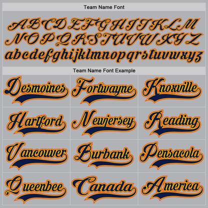 Custom Gray Navy Gold-Orange Hockey Jersey - Sky-Custom