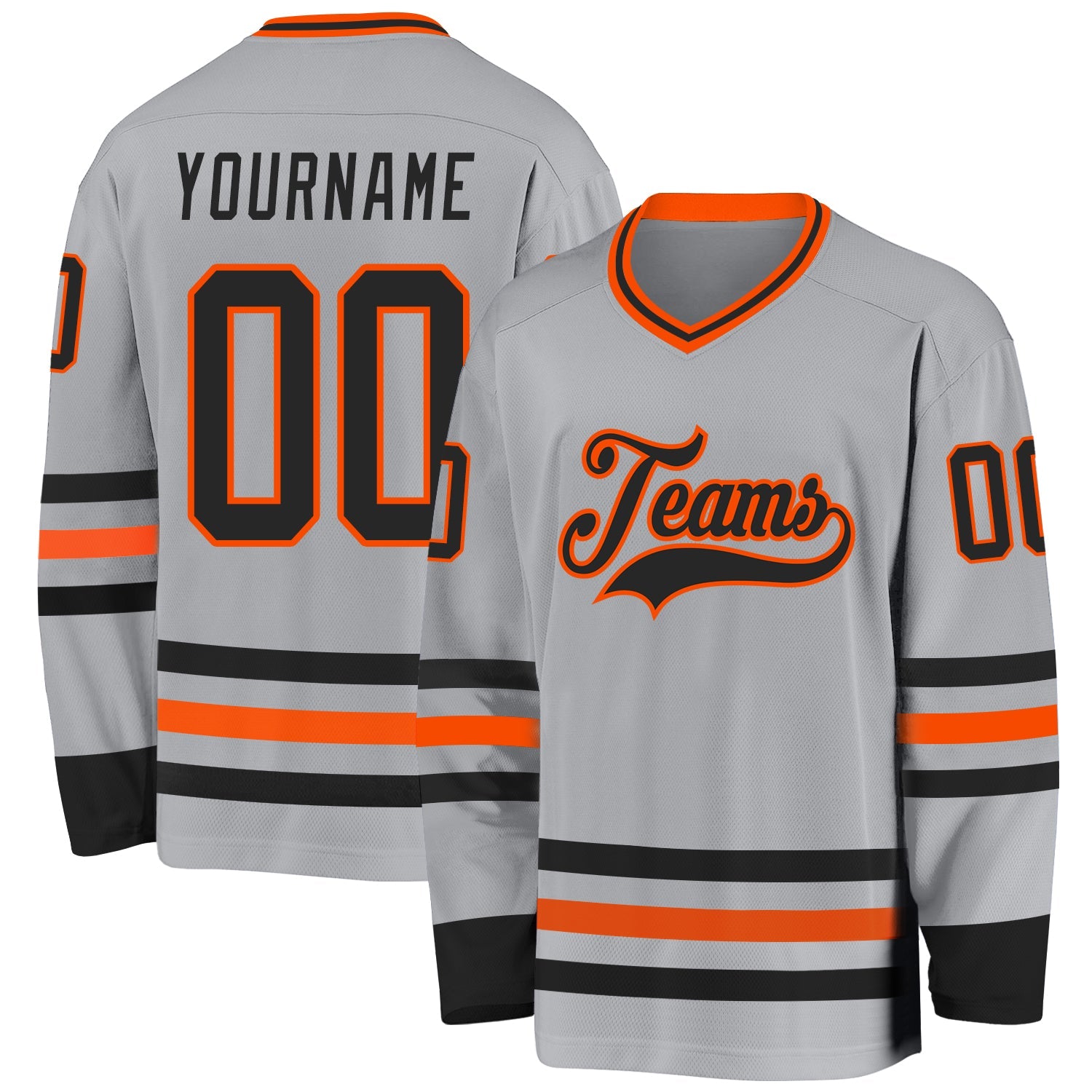 Custom Gray Black-Orange Hockey Jersey - Sky-Custom