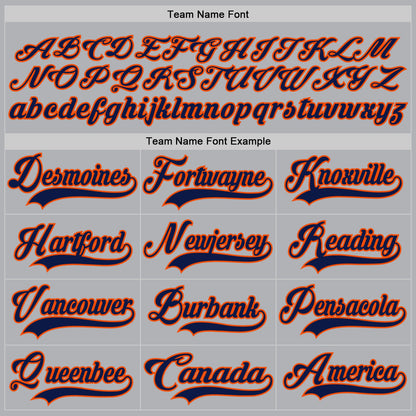 Custom Gray Navy-Orange Hockey Jersey - Sky-Custom